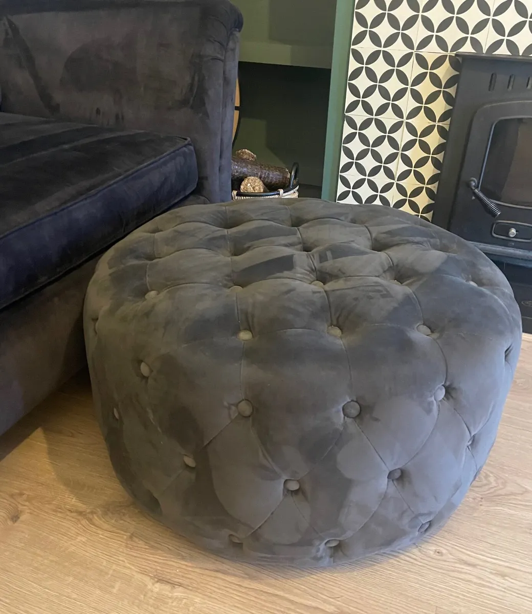 DFS Charcoal velvet 3 seater Sofa - Image 3