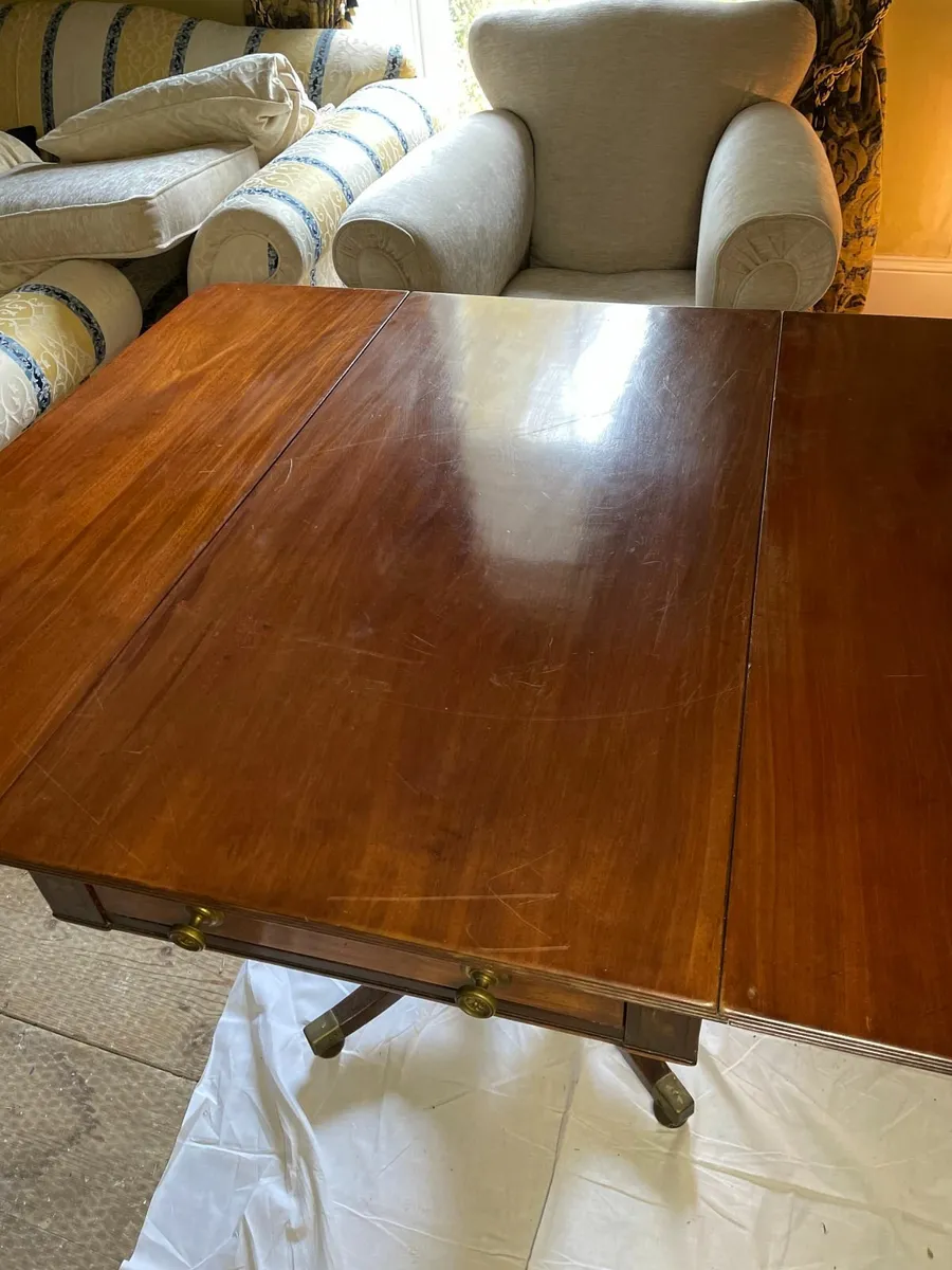 Vintage Pedestal Drop-Leaf Table (Scratched) - Image 4