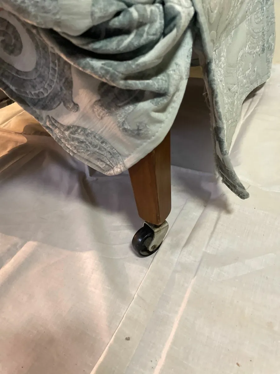 Vintage Upholstered Slipper Chair with Skirt - Image 2