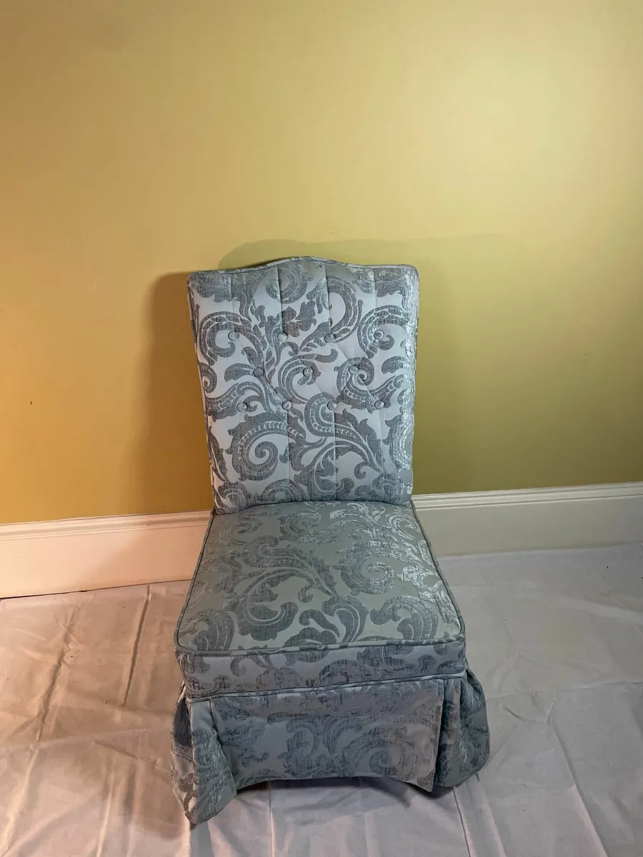 Vintage Upholstered Slipper Chair with Skirt - Image 3