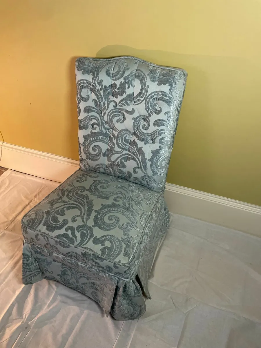 Vintage Upholstered Slipper Chair with Skirt - Image 1