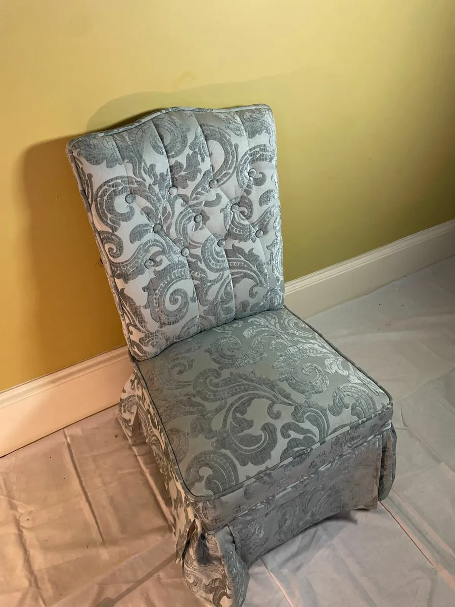 Vintage Upholstered Slipper Chair with Skirt - Image 4