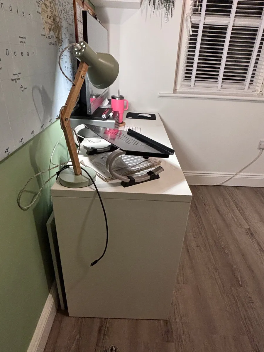 White office Desk w/ extra Drawer unit - Image 3