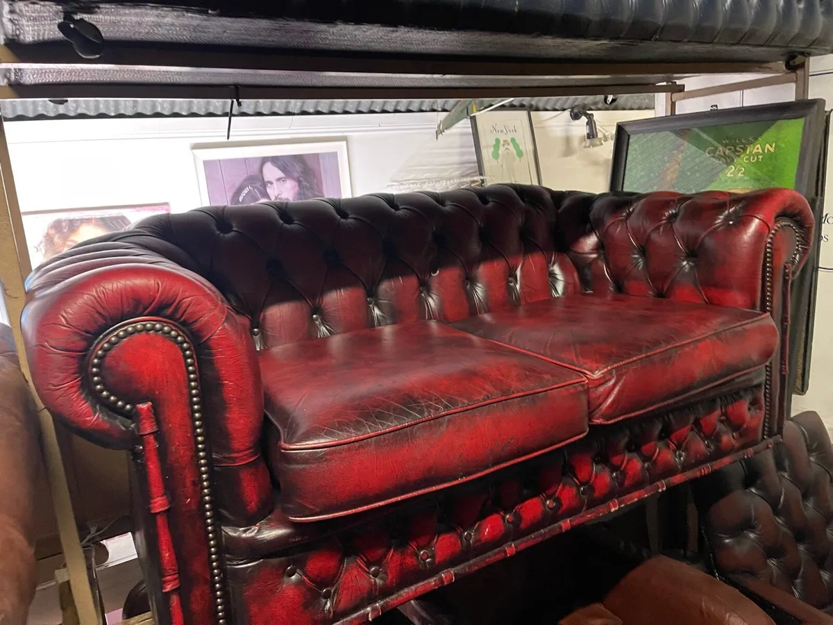 Chesterfield 2 seater Oxblood red - Image 1