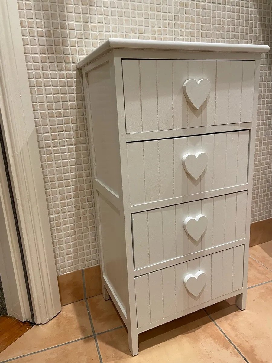 White Wooden 4-Drawer Chest - Image 1