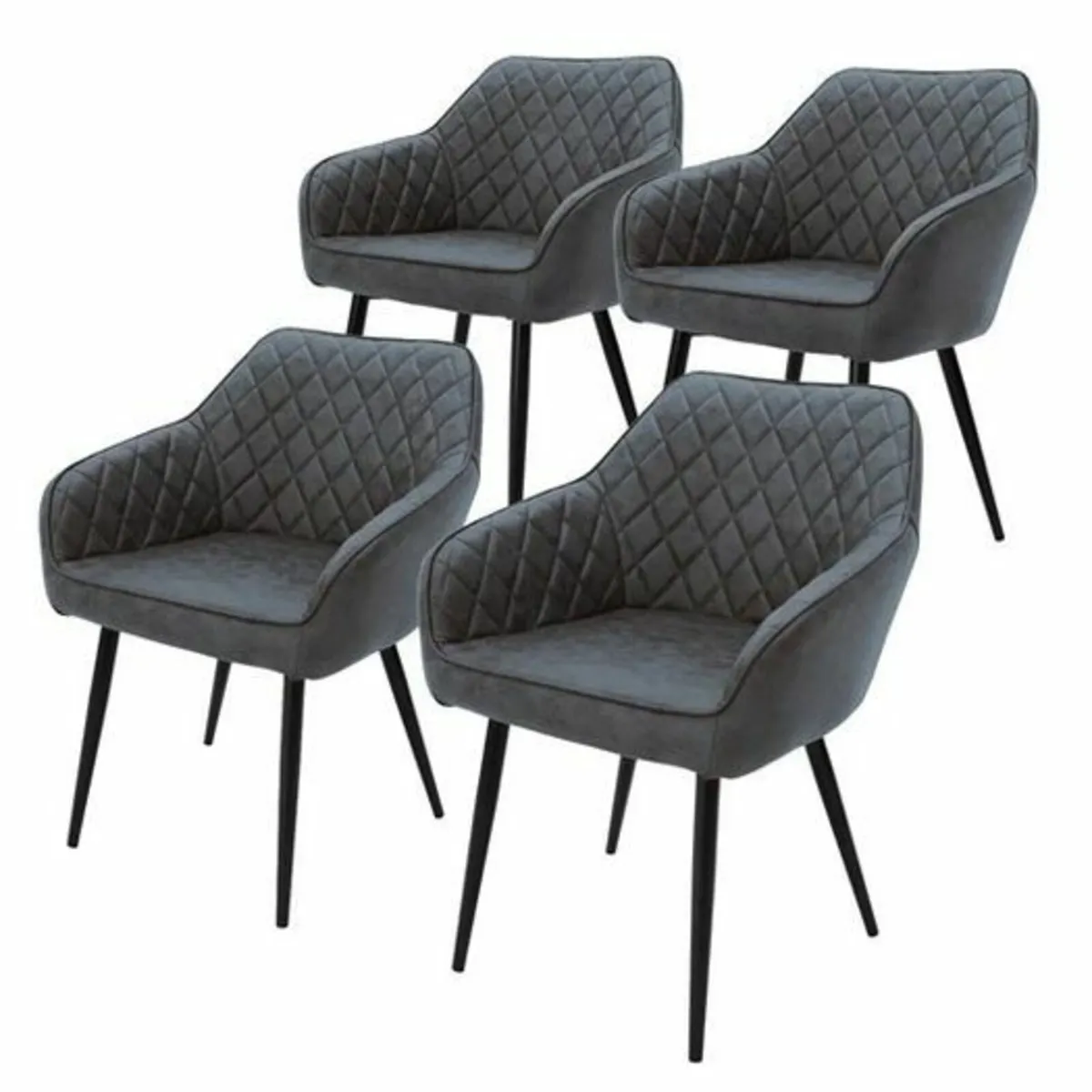 Dining chair set of 4 d quilting faux leather - Image 1