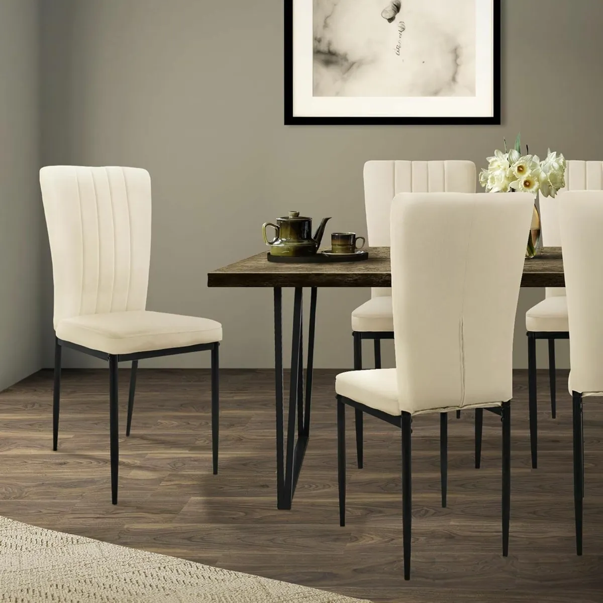 Set of 4 Velvet Dining Chairs Taupe - Image 4
