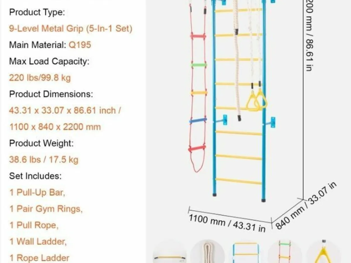 Swedish Wall Ladder Wall Gym - Image 3