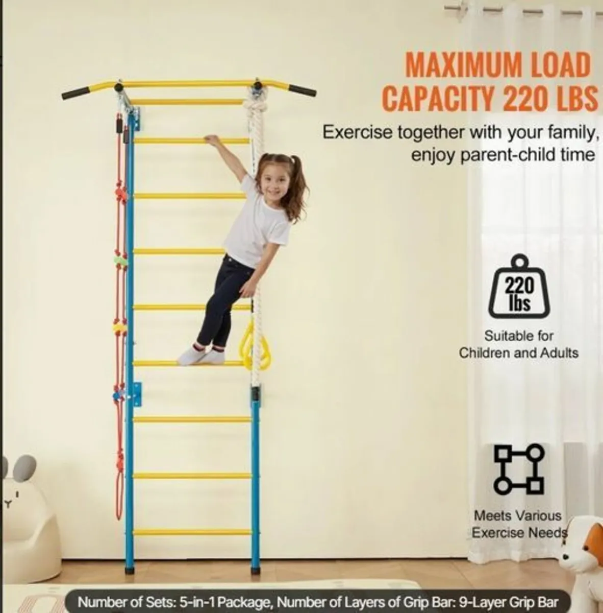 Swedish Wall Ladder Wall Gym - Image 4