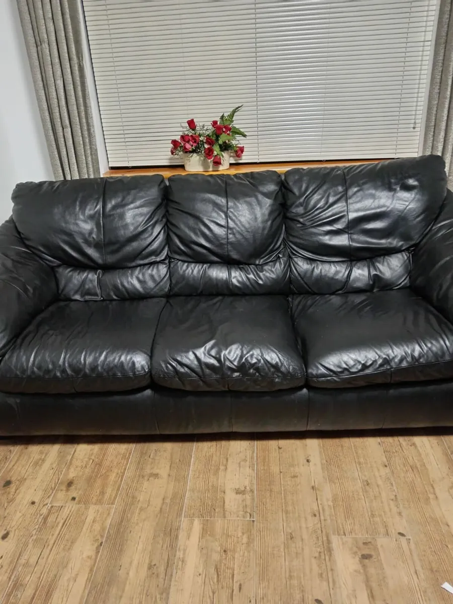 Sofa Black leather - Image 1