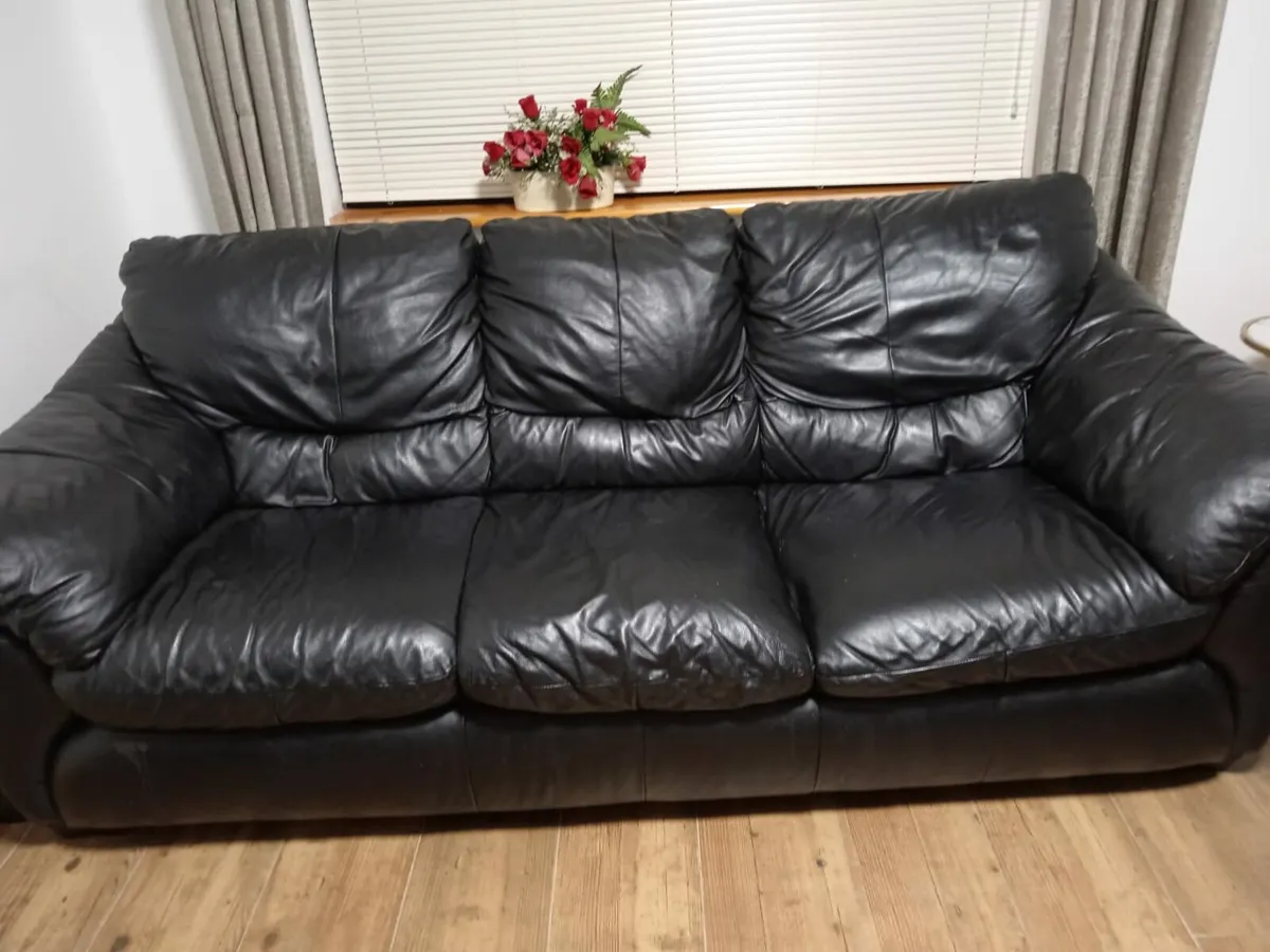 Sofa Black leather - Image 2