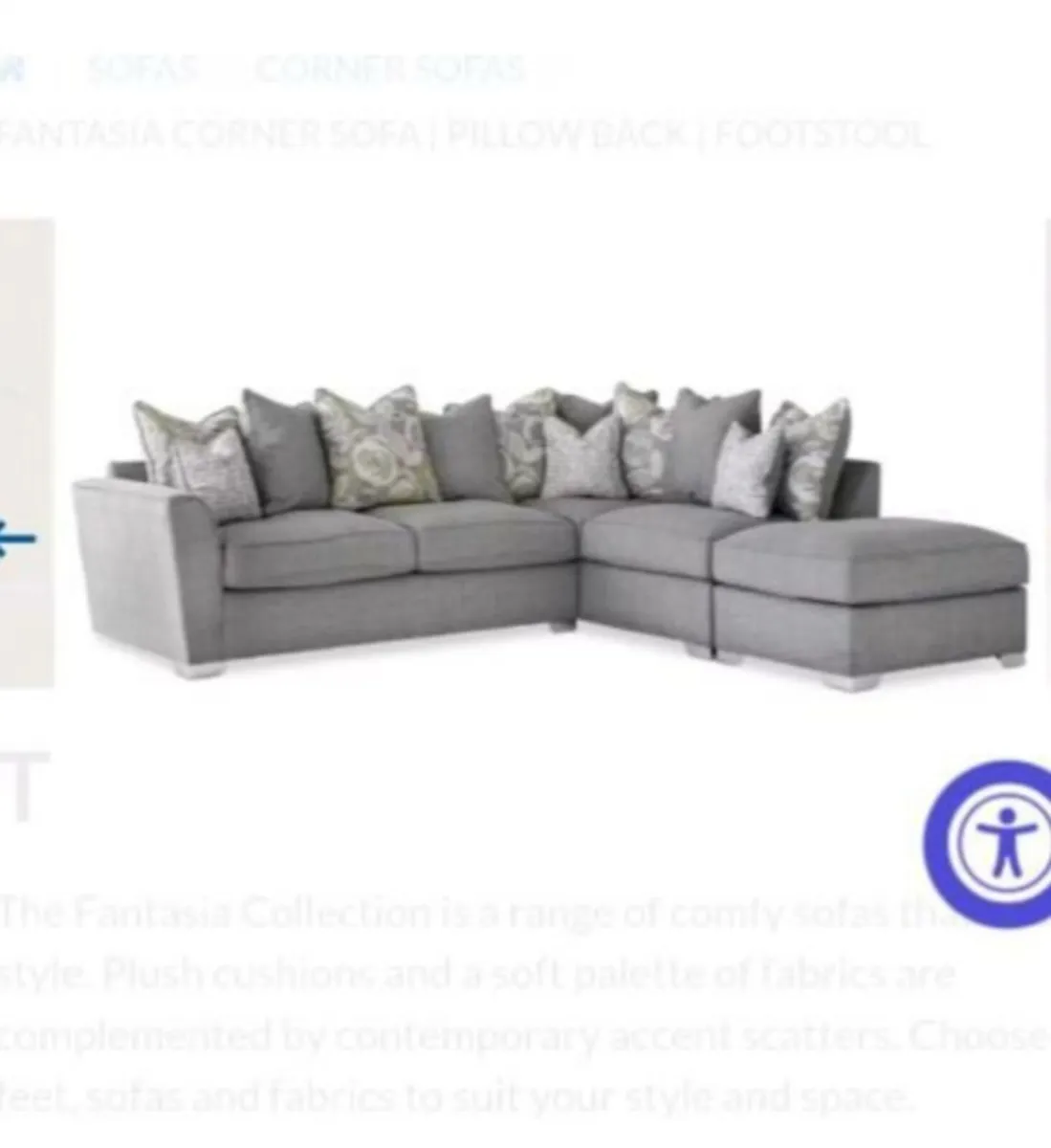 Fantasia Grey Corner Couch - Image 2
