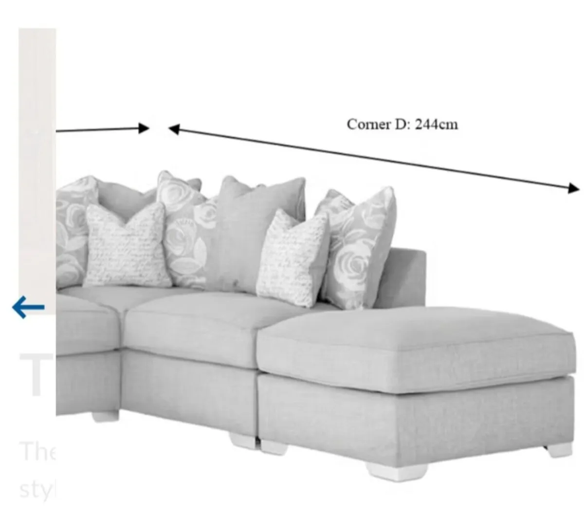 Fantasia Grey Corner Couch - Image 3