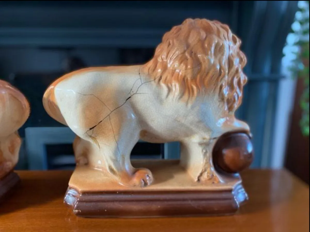 Antique Pottery Lions - Image 4