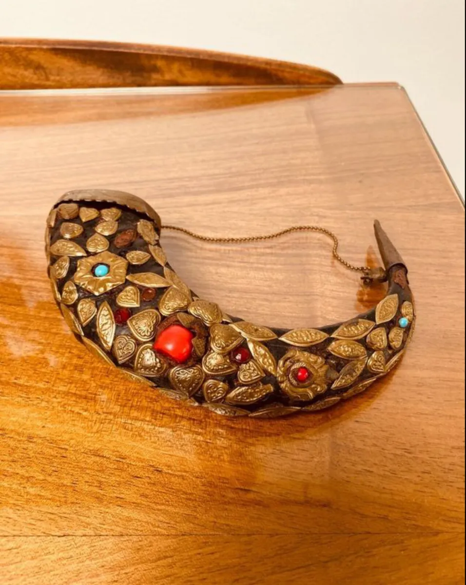 Vintage  Tibetan Powder Horn - Image 1