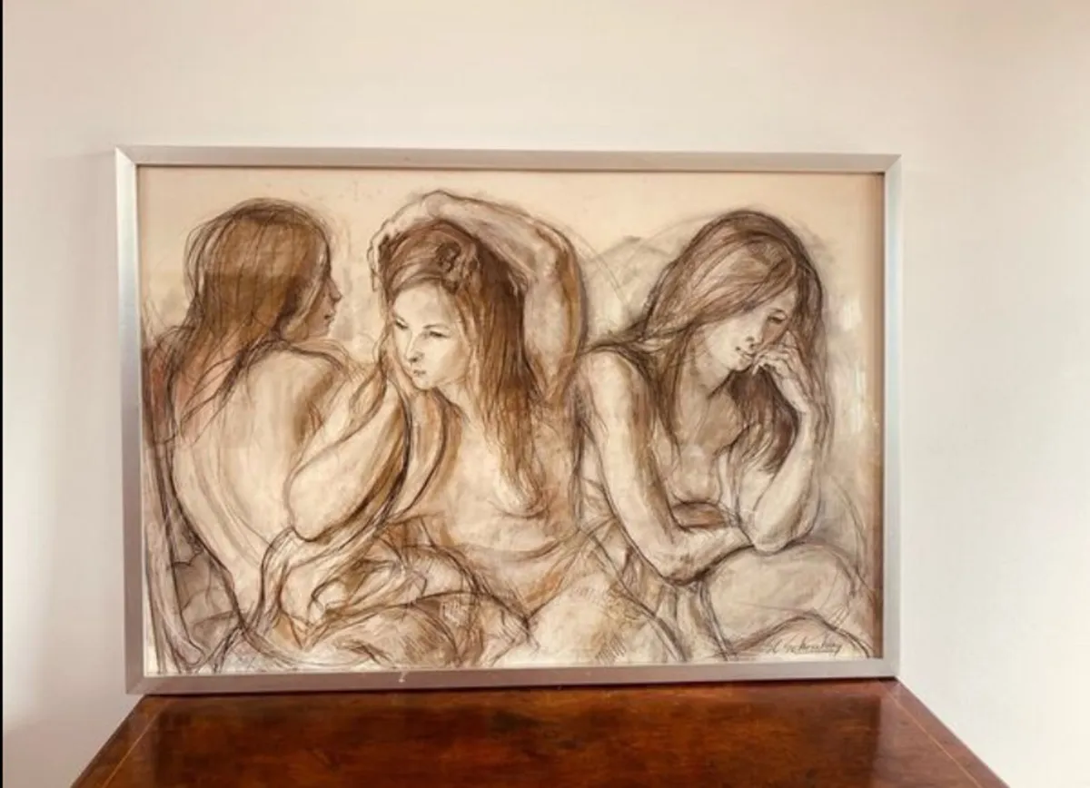 Vintage Signed Framed Print 89 x 42cm - Image 1