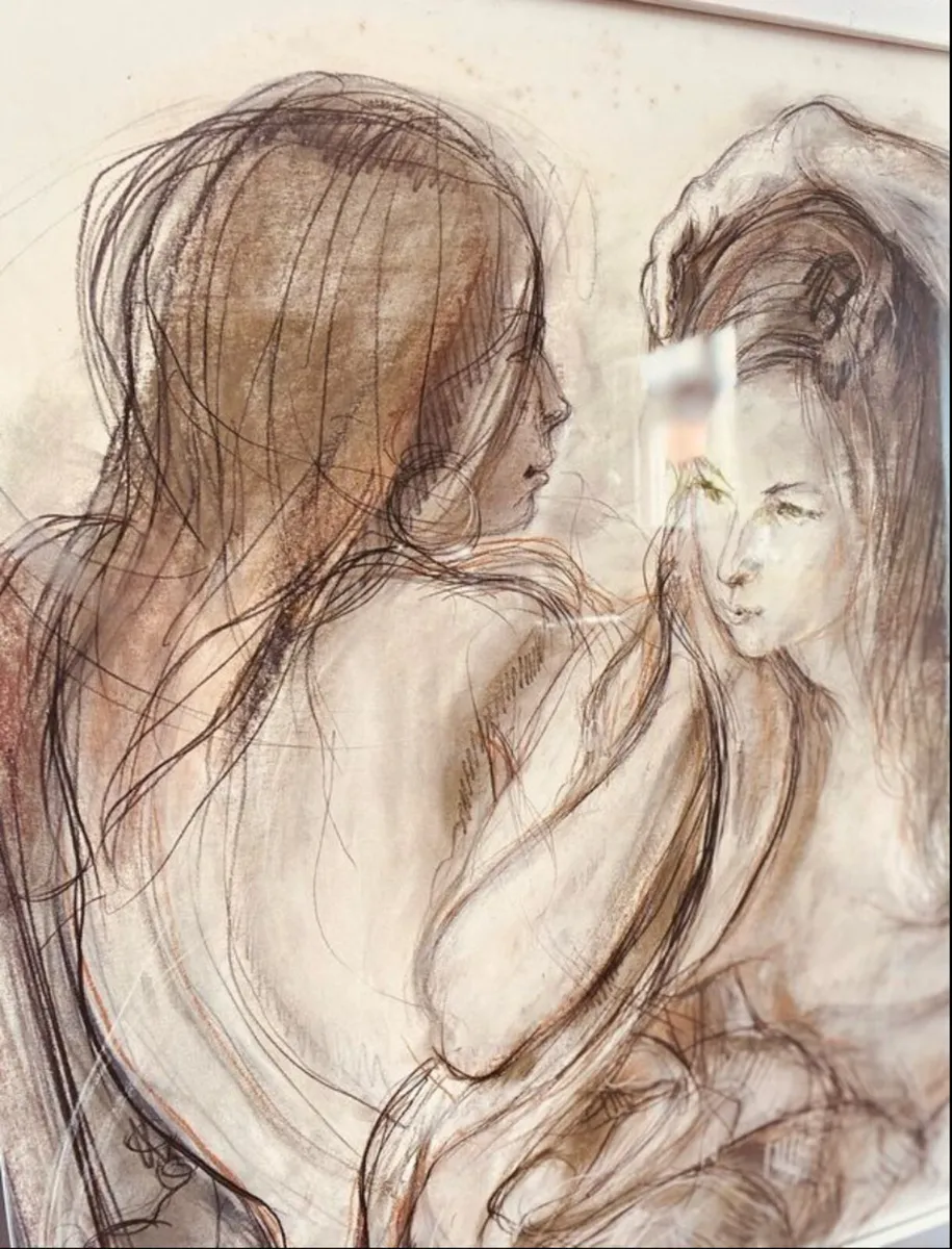 Vintage Signed Framed Print 89 x 42cm - Image 4