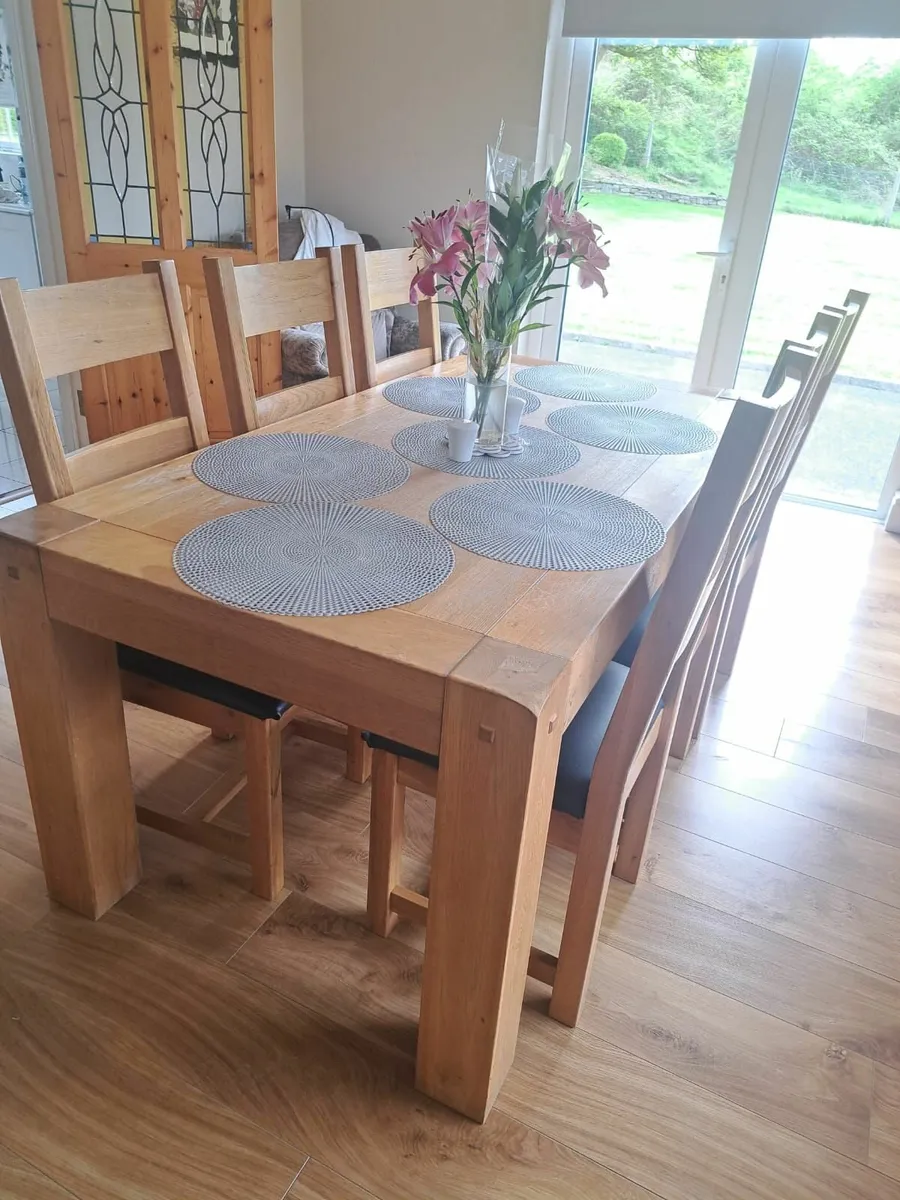 Solid Wood Table & Chairs - Image 1