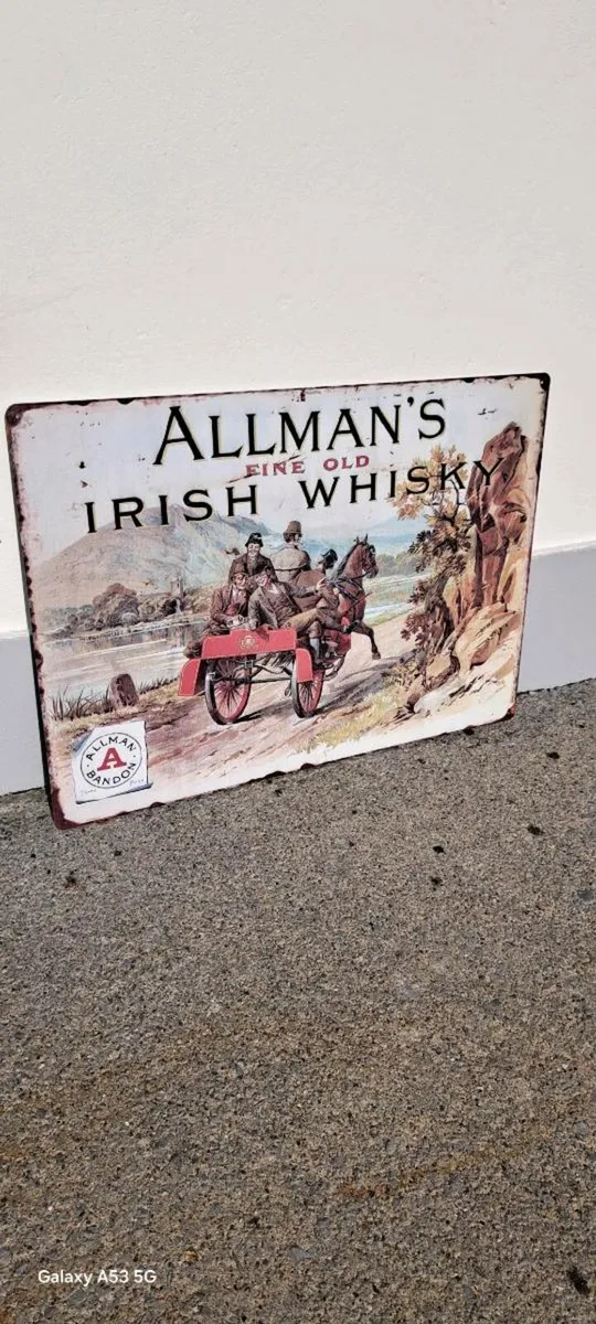 Large  allmans whiskey metal sign - Image 1