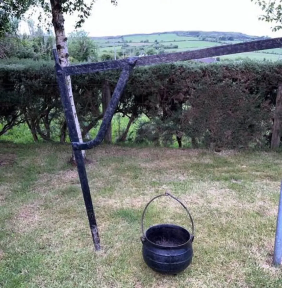 Fire crane and cast iron pot