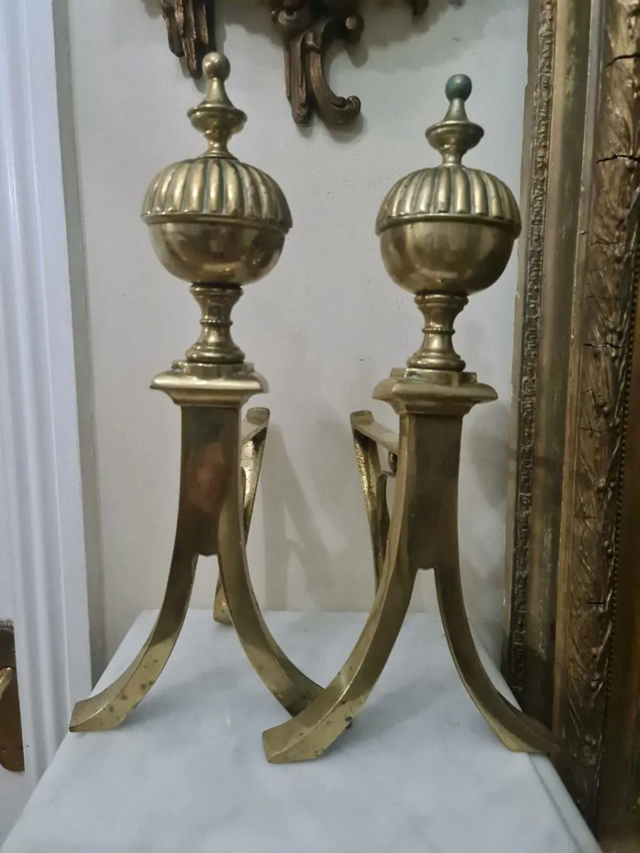 Vintage brass Andirons POSTAGE AVAILABLE - Image 1