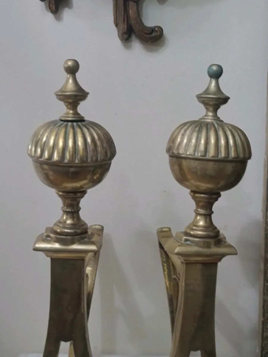 Vintage brass Andirons POSTAGE AVAILABLE - Image 2