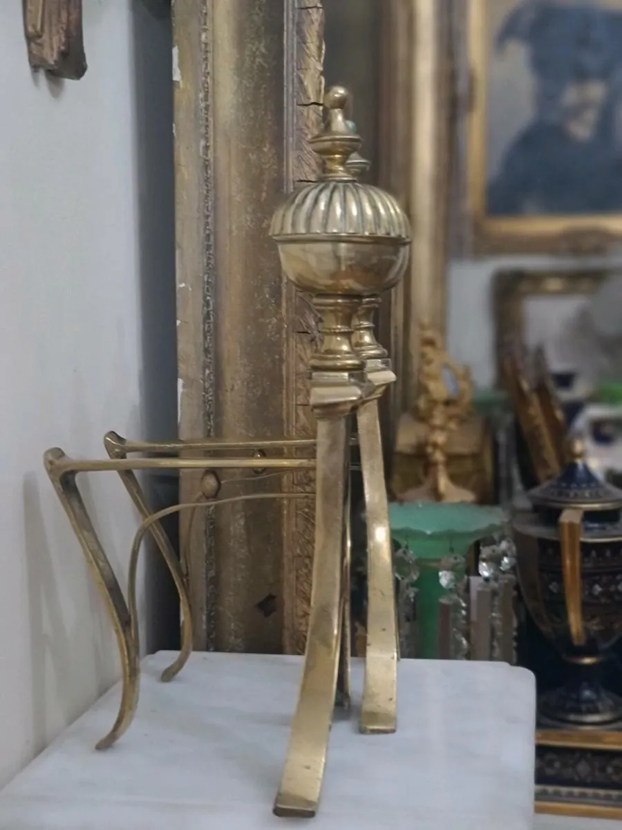 Vintage brass Andirons POSTAGE AVAILABLE - Image 4