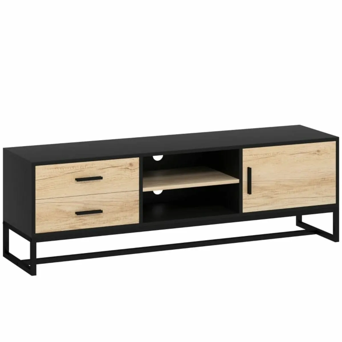 TV cabinet with door, 2 drawers, open compartments - Image 1