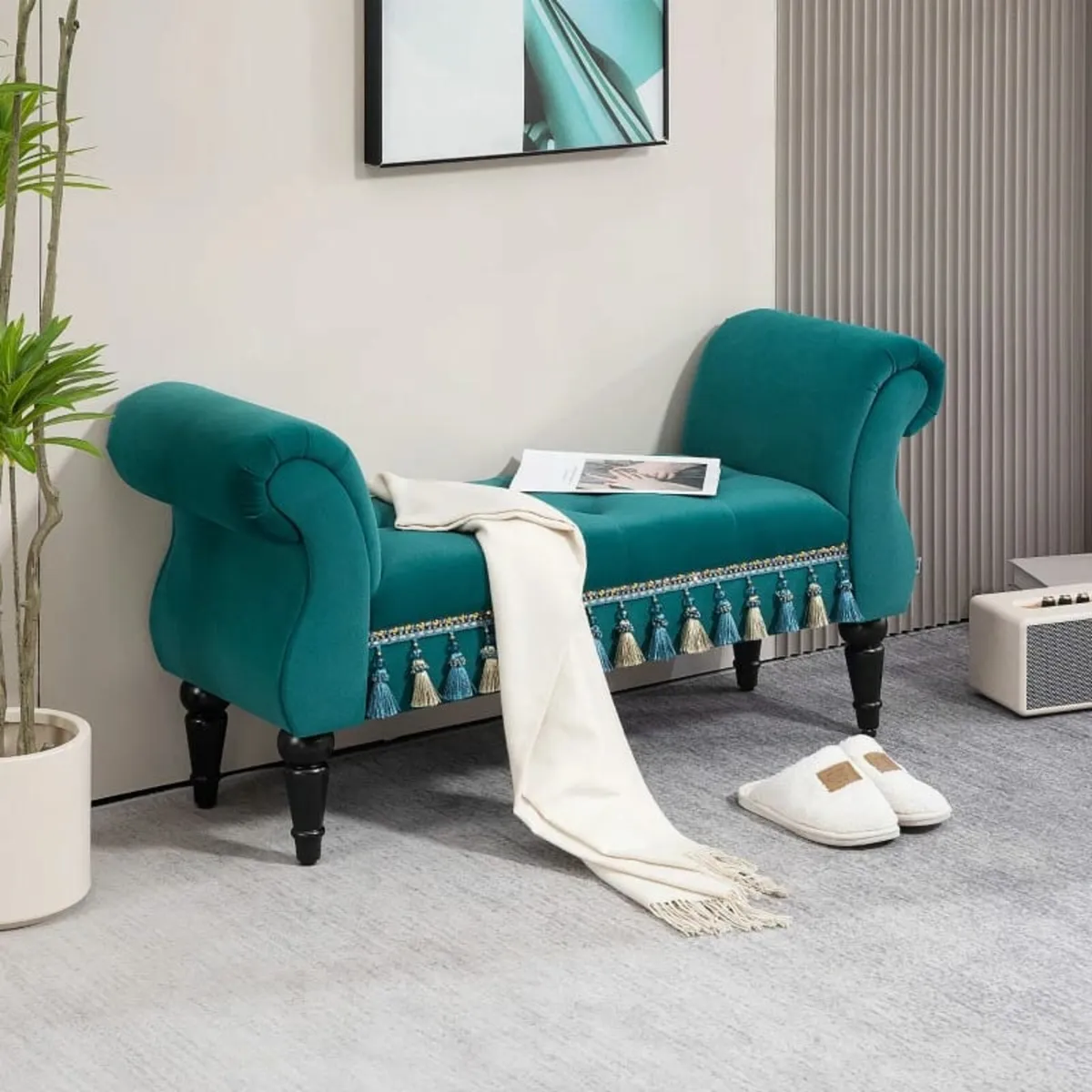 Upholstered bench, Seating bench, Vintage design, - Image 3