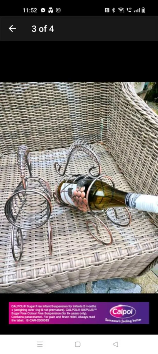 2 Matching steel wine holders never used with Grap - Image 1