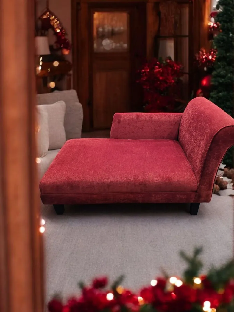 Small red velvet chaise lounge