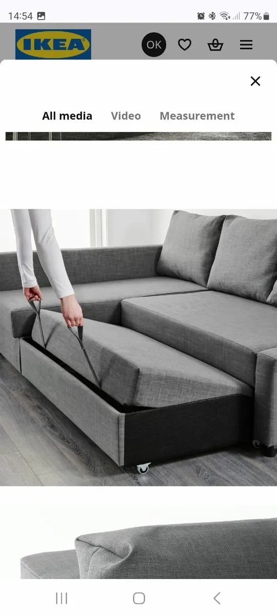 Ikea corner sofa bed grey - Image 2