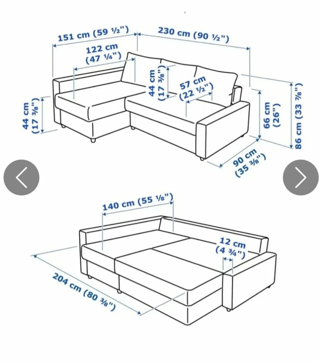 Ikea corner sofa bed grey - Image 3