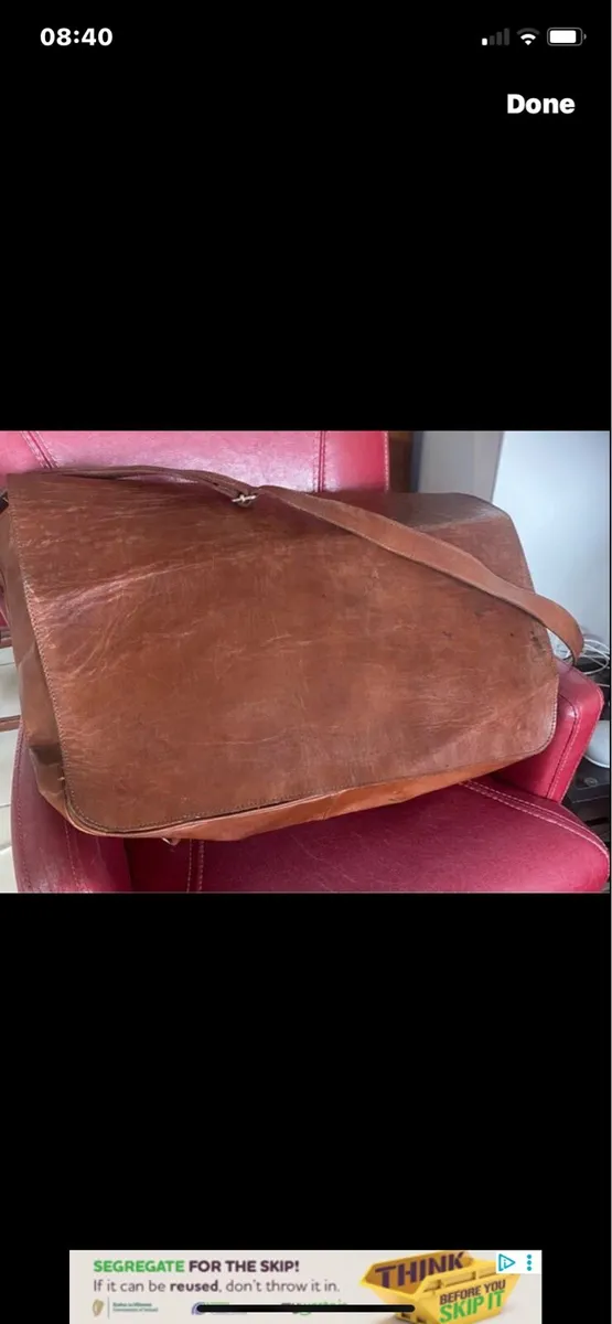 Extra Large leather Messenger Bag/ Satchel - Image 3