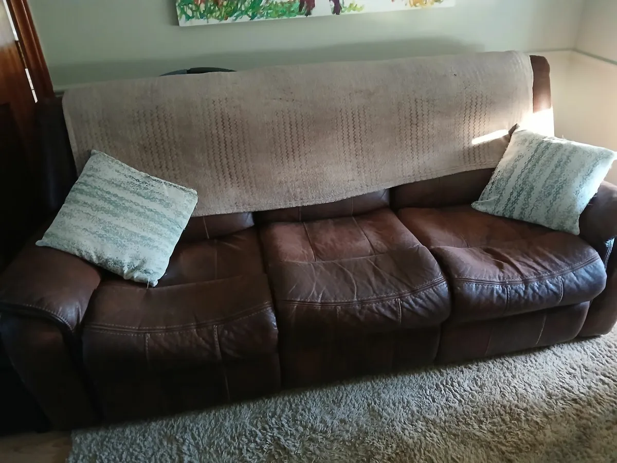 Manual recliner 3 seater couch and arm chair in ne - Image 2