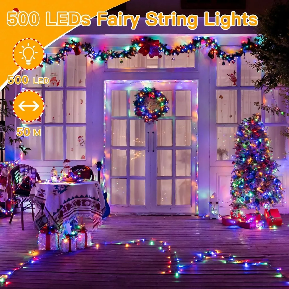 Christmas Tree Lights Outdoor, 50m 500LED Fairy - Image 2
