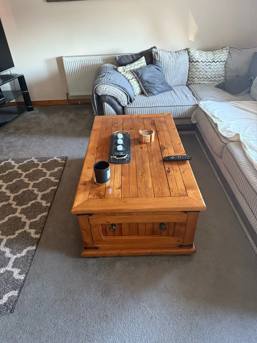 Coffee Table Mexican Pine 2 Large Drawers - Image 1