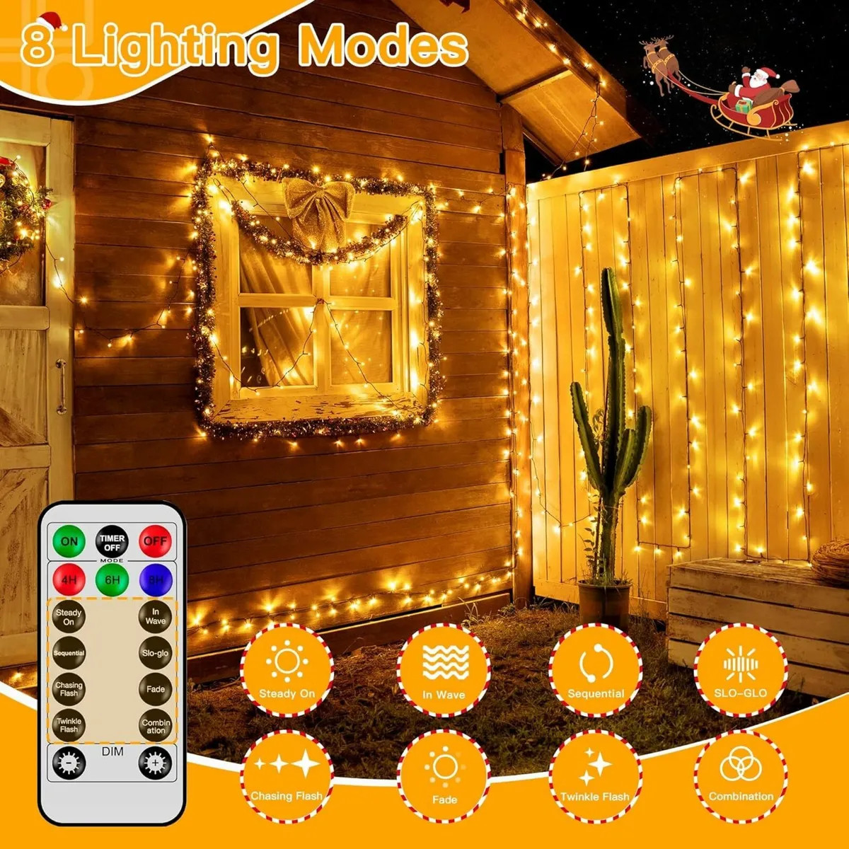 Christmas Tree Lights Outdoor, 50m 500LEDs Remote - Image 2