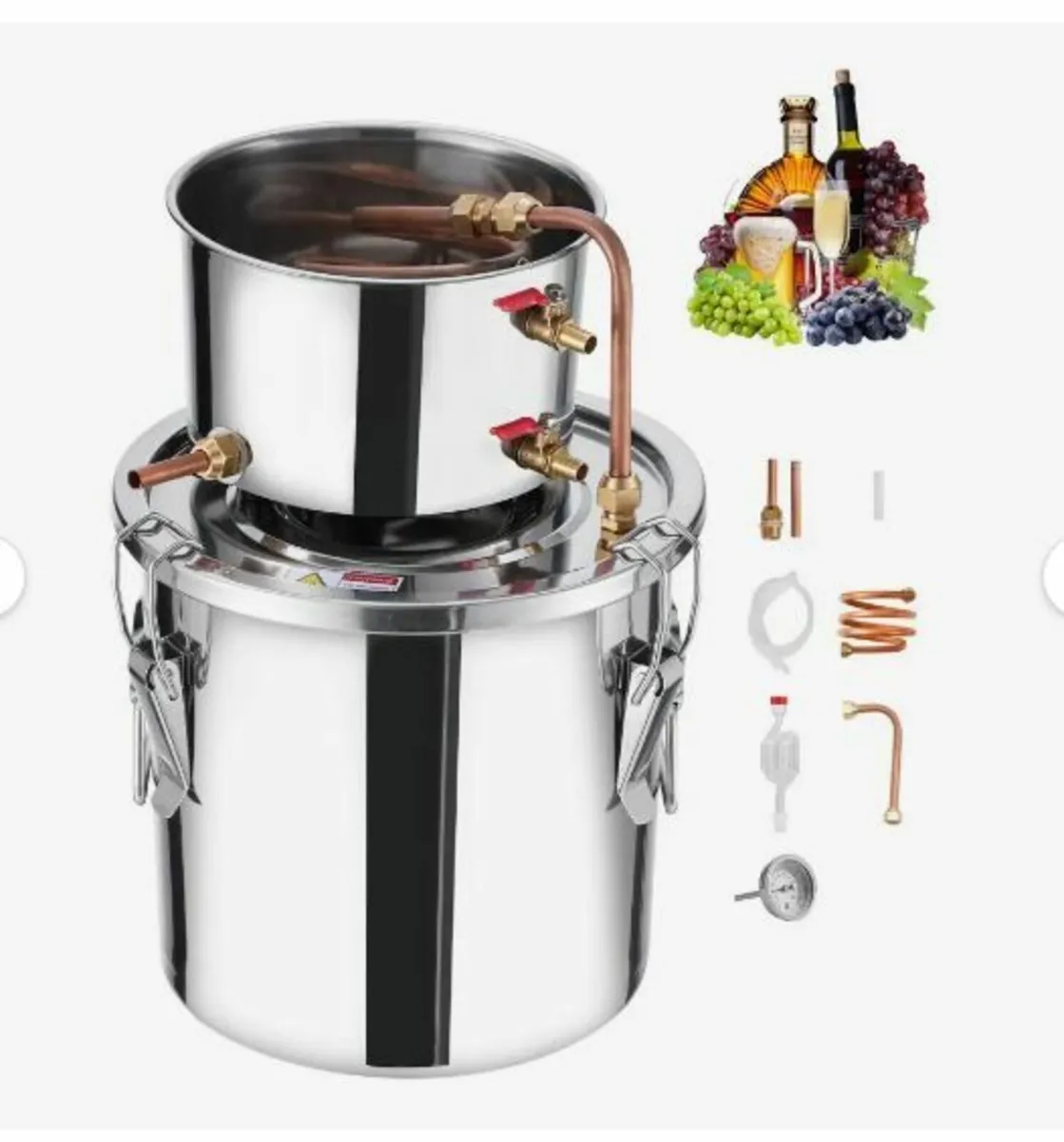 Alcohol Still, 3 Gal / 11.4 L Stainless Steel - Image 1