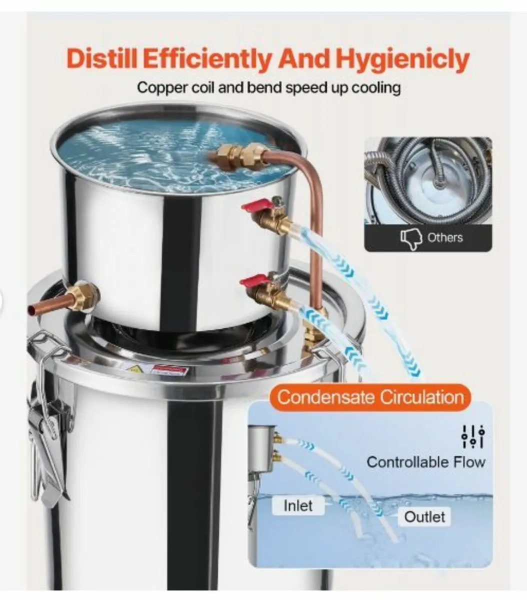 Alcohol Still, 3 Gal / 11.4 L Stainless Steel - Image 4