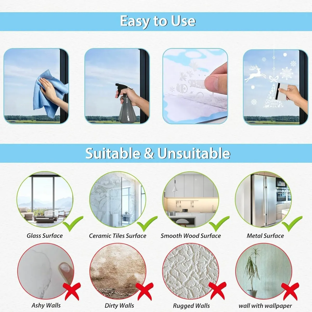 192 PCS Christmas Window Stickers Reusable, - Image 2