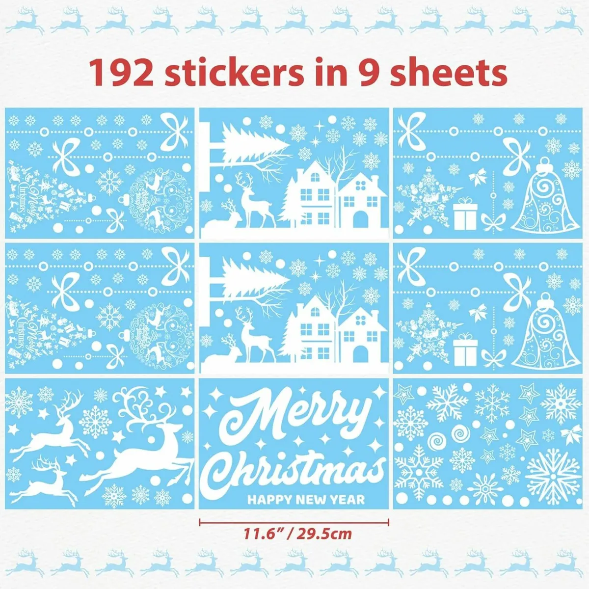 192 PCS Christmas Window Stickers Reusable, - Image 3