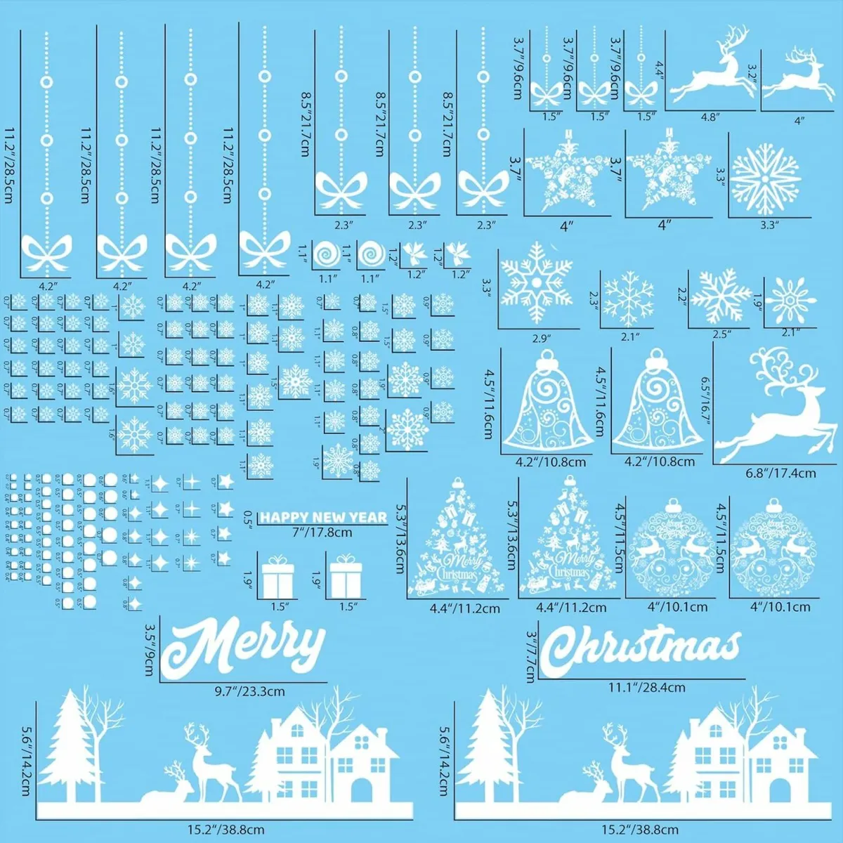 192 PCS Christmas Window Stickers Reusable, - Image 4