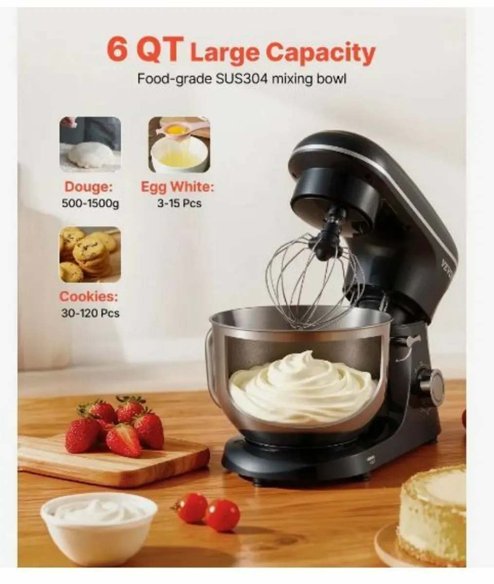 Stand Mixer, 6 QT Dough Mixer, 1400W - Image 4