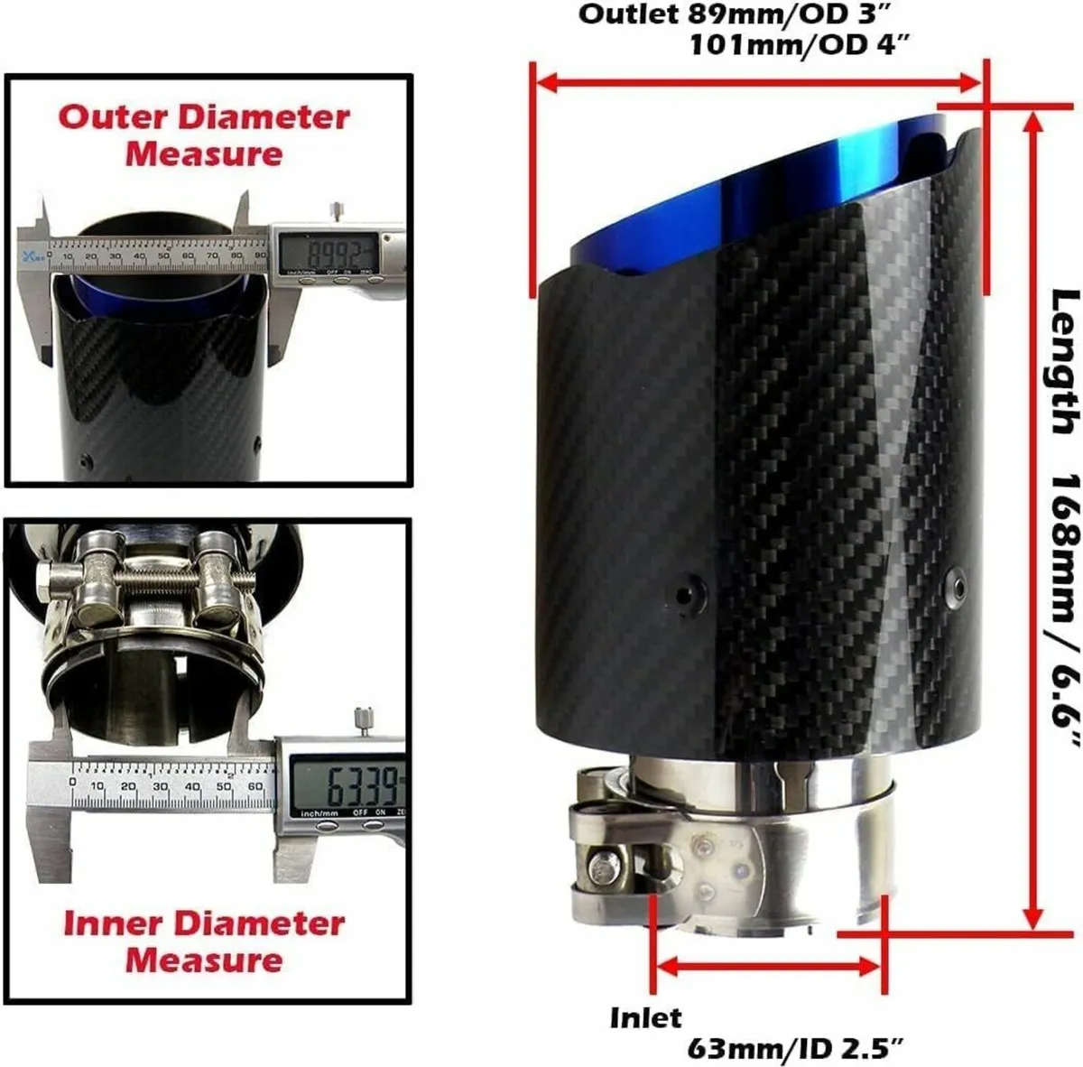 Car Exhaust Tip Tail Throat, Stainless Steel Car