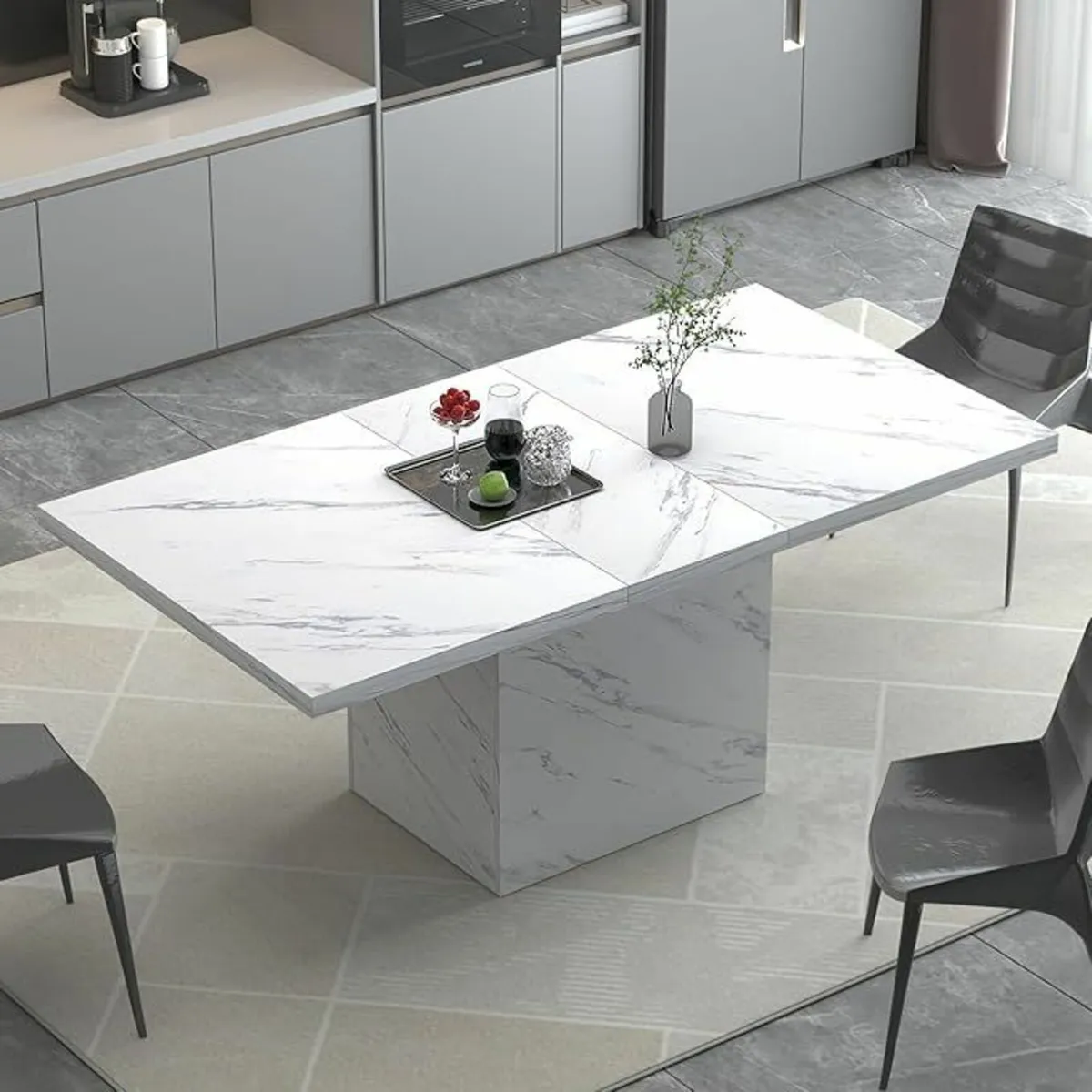 White Dining Table Rectangle for 6-8 Modern 140cm - Image 2