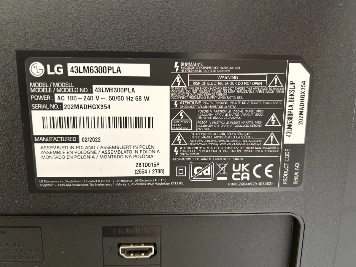 43 inch LG TV - Image 2
