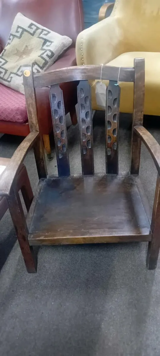 Small Oak Arts And Crafts Fireside Chair - Image 2