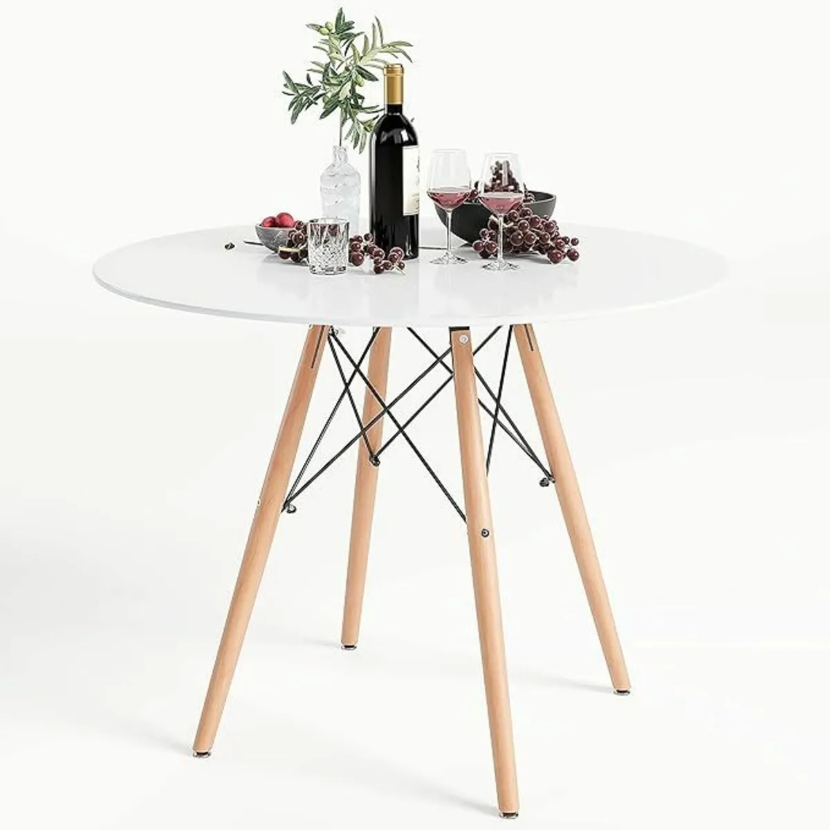 Dining Table Round Kitchen White, 80cm(Table Only) - Image 1