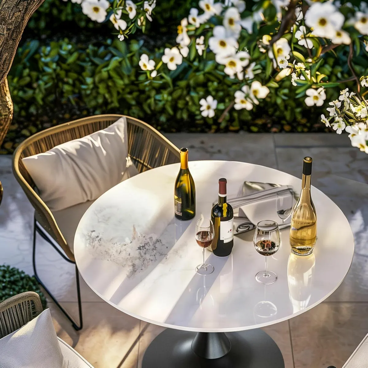 Kitchen Dining Table Marble Tabletop Round 76cm - Image 1